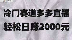 小众跑道拼多多直播新项目,简易念文章,日盈利2000+-暖阳网-优质付费教程和创业项目大全-天天有课网