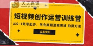 2023视频创作经营夏令营,从0~1账户发展,懂得最底层逻辑思维能力 拍摄方法-天天有课网
