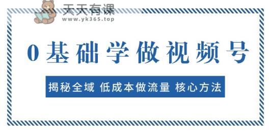 0基础学做视频号：揭秘全域 低成本做流量 核心方法 快速出爆款 轻松变现-天天有课网