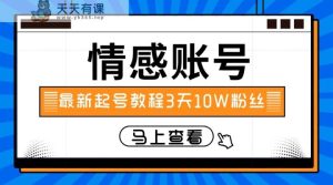 最新情感文案类短视频账户，实操三天10万粉丝-天天有课网