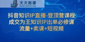 抖音知识IP直播间-登上营课程内容：交易量为主专业知识IP开单必修课程 总流量 购买课程 小视频-天天有课网