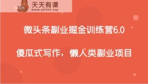 头条第二职业掘金队夏令营6.0，简单化创作，懒人们兼职副业-天天有课网