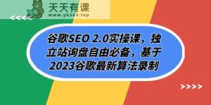谷歌搜索SEO 2.0实操课，自建站外贸询盘随意必不可少，根据2023谷歌搜索全新优化算法拍摄-天天有课网