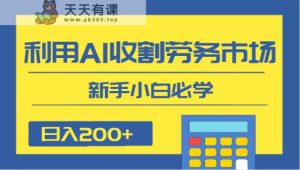 日入200 ，运用AI收种人力资源市场项目，新手入门必会-天天有课网