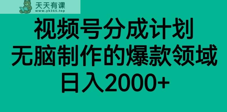 微信视频号分为方案，轻轻松松没脑子制做的爆款行业，日入2000-天天有课网