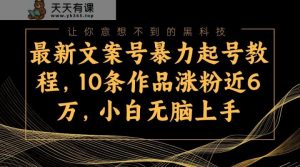 全新创意文案号暴力行为养号实例教程，10条著作增粉近6万，新手没脑子入门-天天有课网
