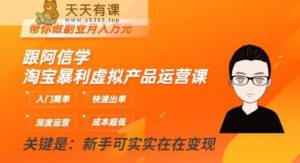 淘宝网爆利虚拟商品运营课，新手入门简易，迅速开单，陪你做副业月入万余元-天天有课网