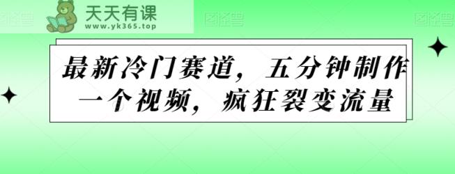 最新冷门赛道，五分钟制作一个视频，疯狂裂变流量-天天有课网