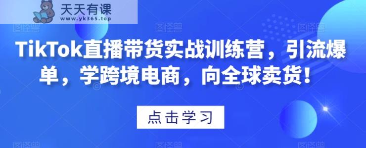TikTok直播带货实战训练营，引流爆单，学跨境电商，向全球卖货！-天天有课网
