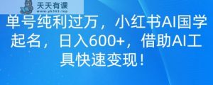 单号纯利过万,小红书AI国学起名,日入600+,借助AI工具快速变现-天天有课网