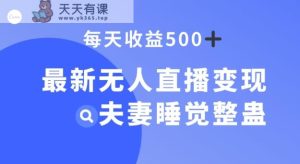 全新没有人引流变现，夫妻睡觉搞恶，每日躺着赚钱500 【揭密】-天天有课网