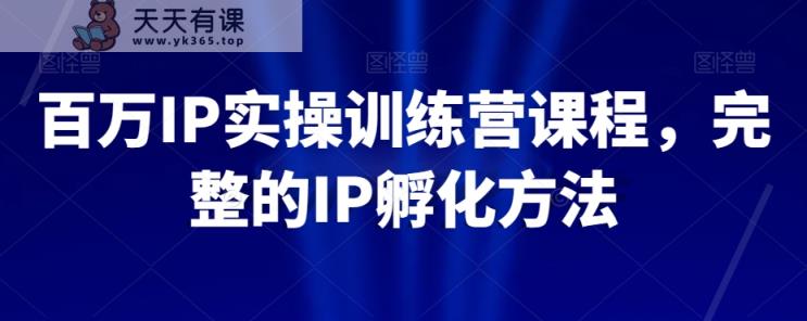 百万IP实操训练营课程，完整的IP孵化方法-天天有课网