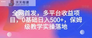 全网首发，多平台收益项目，0基础日入500+，保姆级教学实操落地【揭秘】-天天有课网