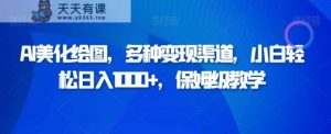 AI美化绘图,多种变现渠道,小白轻松日入1000+,保姆级教学-天天有课网
