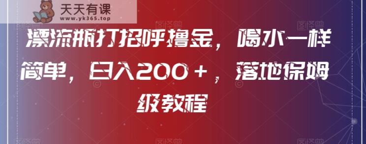 漂流瓶打招呼撸金，喝水一样简单，日入200＋，落地保姆级教程-天天有课网
