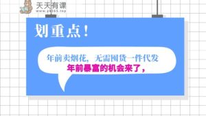 年前月入30000的机会,过年卖烟花,无需囤货一键代发合法合规-天天有课网