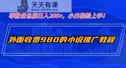 外面收费980的小说推广教程：零粉丝也能日入200+，小白轻松上手！-暖阳网-优质付费教程和创业项目大全-天天有课网