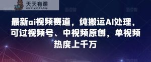 最新ai视频赛道,纯搬运AI处理,可过视频号、中视频原创,单视频热度上千万-暖阳网-优质付费教程和创业项目大全-天天有课网