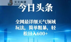 今日头条全网最详细天气领域玩法，简单粗暴，轻松日入600+-暖阳网-优质付费教程和创业项目大全-天天有课网