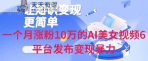 一个月涨粉10万的AI美女视频6平台发布变现暴力-暖阳网-优质付费教程和创业项目大全-天天有课网