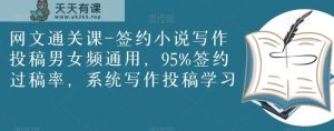 网文通关课-签约小说写作投稿男女频通用，95%签约过稿率，系统写作投稿学习-暖阳网-优质付费教程和创业项目大全-天天有课网