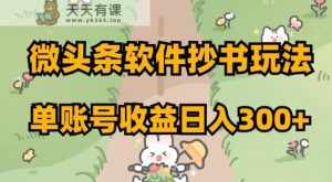 微头条软件抄书玩法,单账号收益日入300+【揭秘】-暖阳网-优质付费教程和创业项目大全-天天有课网