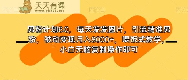男粉计划6.0，每天发发图片，引流精准男粉，被动变现月入8000+，喂饭式教学，小白无脑复制操作即可-暖阳网-优质付费教程和创业项目大全-天天有课网