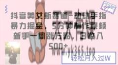抖音美女新赛道-动动手指暴力掘金，5分钟制作视频，新手一周涨万粉，日收入500+【揭秘】-暖阳网-优质付费教程和创业项目大全-天天有课网