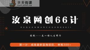 汝泉网创66计之第1计：闲鱼长期稳定项目，单笔变现300+-暖阳网-优质付费教程和创业项目大全-天天有课网