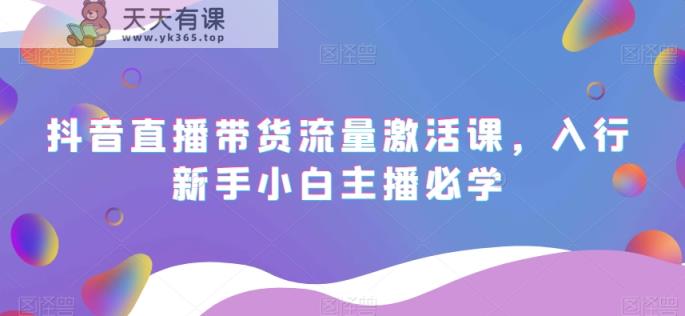 抖音直播带货流量激活课，入行新手小白主播必学-暖阳网-优质付费教程和创业项目大全-天天有课网