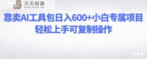 靠卖AI工具包日入600+小白专属项目轻松上手可复制操作-暖阳网-优质付费教程和创业项目大全-天天有课网