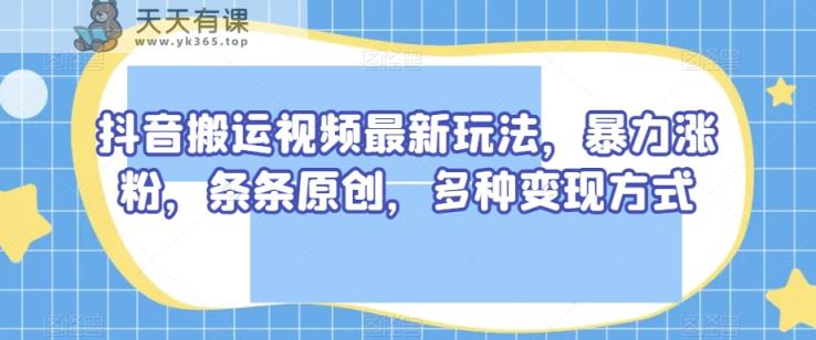 抖音搬运短视频全新游戏玩法，暴力行为增粉，一条条原创设计，多种多样变现模式【揭密】-暖阳网-优质付费教程和创业项目大全-天天有课网