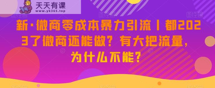 新·微商代理零成本暴力行为引流方法丨都2023了微商代理还可以做？有很大把流量，为什么不可以？-暖阳网-优质付费教程和创业项目大全-天天有课网
