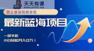 全新蓝海项目,靠严禁空话视频变现,一部手机,新手轻轻松松月入了万!-暖阳网-优质付费教程和创业项目大全-天天有课网