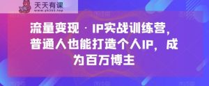 数据流量变现·IP实战演练夏令营，平常人也可以打造个人IP，变成上百万时尚博主-暖阳网-优质付费教程和创业项目大全-天天有课网