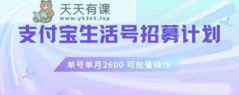 支付宝生活号创作者招募计划，运单号单月2600，可大批量去干，个人工作室一人一个月轻轻松松1w 【揭密】-暖阳网-优质付费教程和创业项目大全-天天有课网