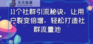 11个社群引流窍门，让裂变拉新增长，让你拥有社群营销流量入口-暖阳网-优质付费教程和创业项目大全-天天有课网