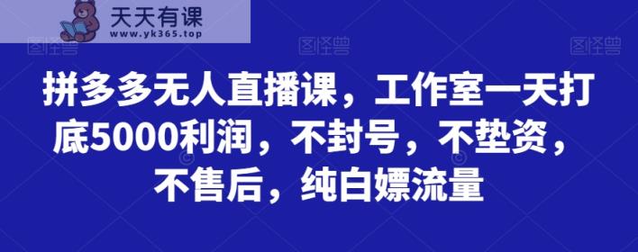 拼多多平台无人直播课，个人工作室一天内搭5000盈利，防封号，不垫付资金，不售后服务，纯白色嫖总流量-暖阳网-优质付费教程和创业项目大全-天天有课网