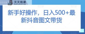 初学者好操作，日入500 全新抖音图文带货【揭密】-暖阳网-优质付费教程和创业项目大全-天天有课网