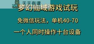 梦幻仙域游戏在线玩，免微信玩法，单机版40-70，一个人同时操作十台机器设备【揭密】-暖阳网-优质付费教程和创业项目大全-天天有课网