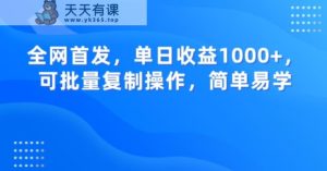 全网首发，单日收益1000+，可批量复制操作，简单易学【揭秘】-暖阳网-优质付费教程和创业项目大全-天天有课网
