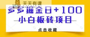 多多的掘金队日 100，小白板砖新项目-暖阳网-优质付费教程和创业项目大全-天天有课网
