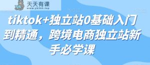 tiktok+独立站0基础入门到精通，跨境电商独立站新手必学课-暖阳网-优质付费教程和创业项目大全-天天有课网