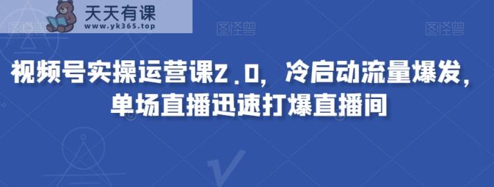 视频号实操运营课2.0，冷启动流量爆发，单场直播迅速打爆直播间-暖阳网-优质付费教程和创业项目大全-天天有课网