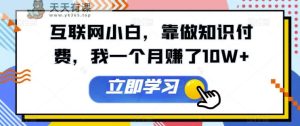 互联网技术新手，靠做社交电商，我一个月挣了10W-暖阳网-优质付费教程和创业项目大全-天天有课网