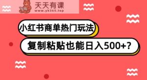 小红书的商单受欢迎游戏玩法，拷贝也可以日入500-暖阳网-优质付费教程和创业项目大全-天天有课网