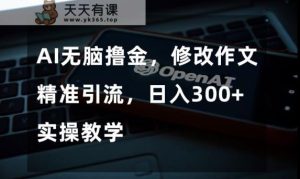 AI没脑子撸金,修改作文精准引流方法,日入300 ,实际操作课堂教学【揭密】-暖阳网-优质付费教程和创业项目大全-天天有课网