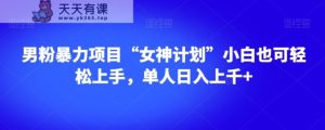 粉丝暴力行为新项目“极品女神方案”新手也可以快速上手,1人日入过千 【揭密】-暖阳网-优质付费教程和创业项目大全-天天有课网