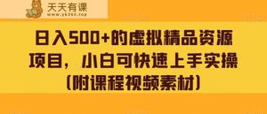 日入500 的虚拟福利资源新项目，小白可快速入门实际操作-暖阳网-优质付费教程和创业项目大全-天天有课网