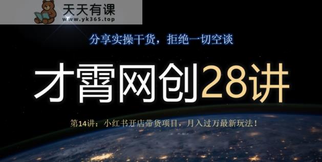 才霄网创28讲第14讲：小红书的开实体店卖货新项目，月入了万全新游戏玩法！-暖阳网-优质付费教程和创业项目大全-天天有课网